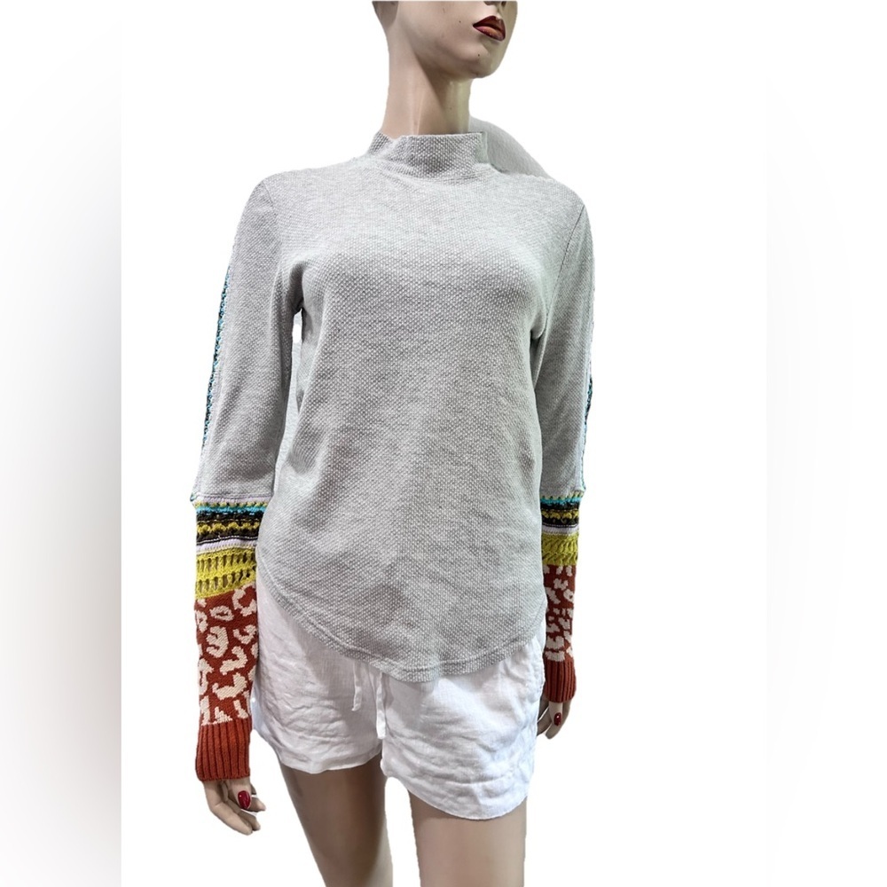Free People Gray Knit with Multicolor Accents